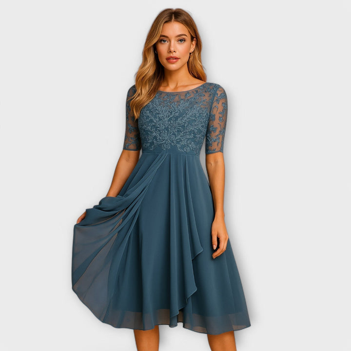 Martha | Midi Dress With Lace Sleeve