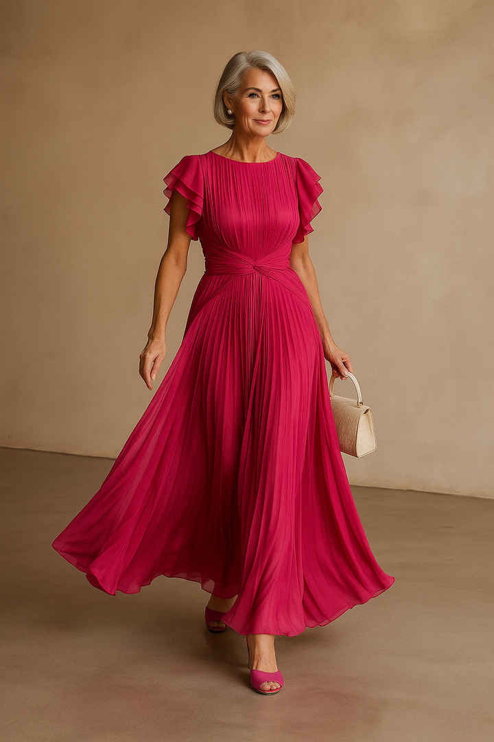 Rita-Pleated Evening Dress