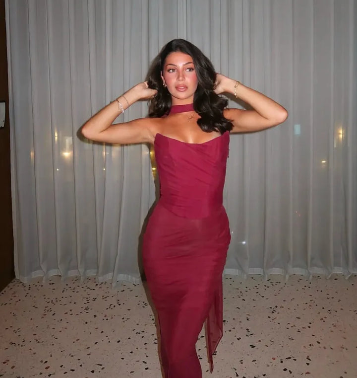 Aniyah | Strapless Bodycon Maxi Dress