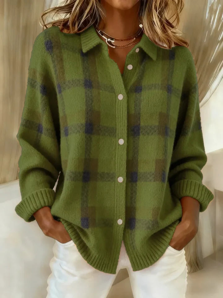 Women’s Plaid Buttoned Cotton Cardigan