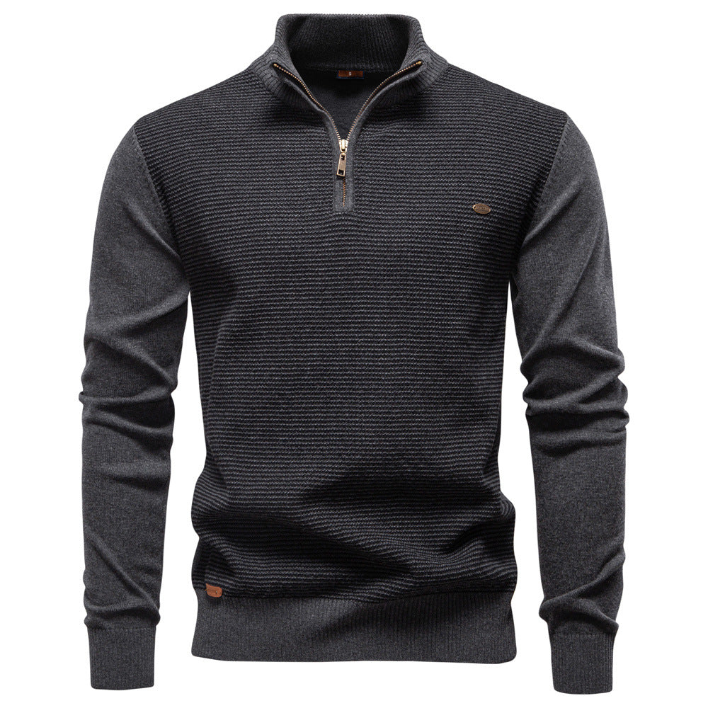 Strukturerad half-zip tröja med slim fit