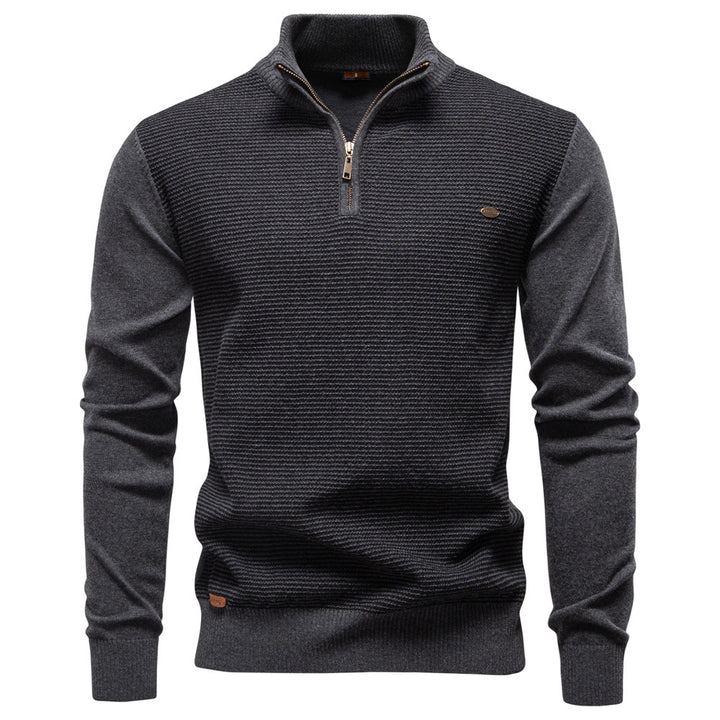 Strukturerad half-zip tröja med slim fit