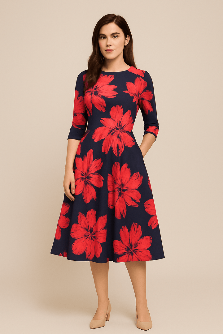 Malie Women's A-Line Dress - Floral Print Elegant Style